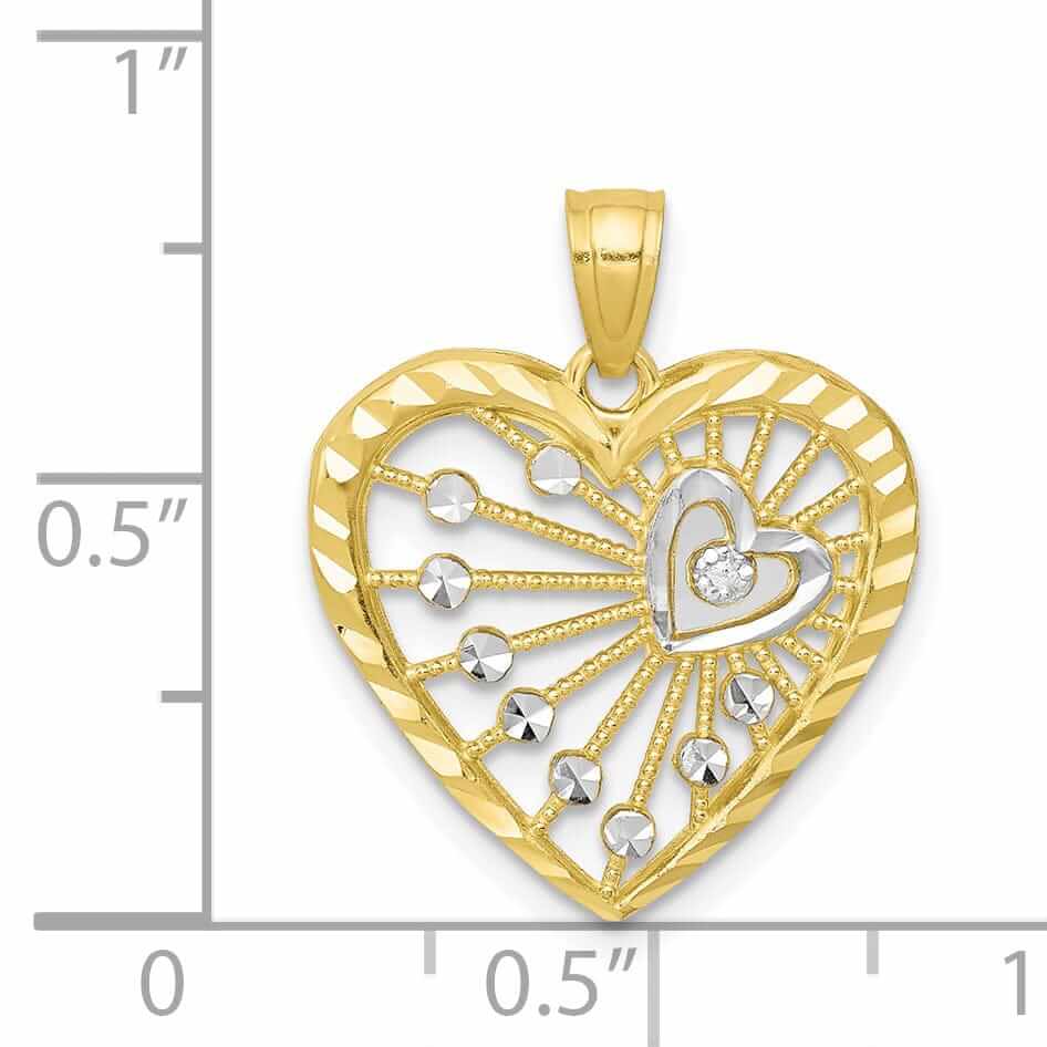 Lovely Rita's Pendants & Charms 10k Two Tone Gold Multi Circles Heart Pendant