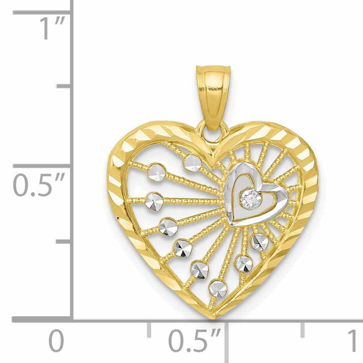 Lovely Rita's Pendants & Charms 10k Two Tone Gold Multi Circles Heart Pendant