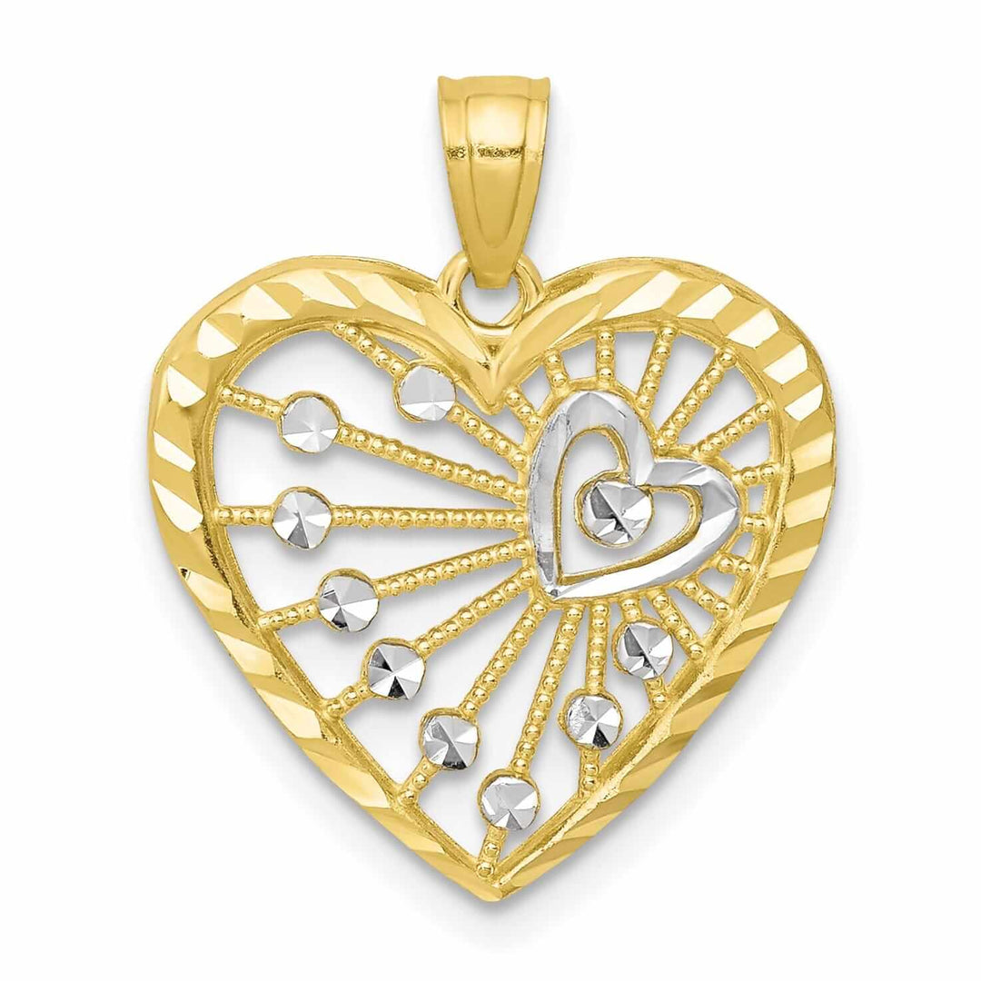 Lovely Rita's Pendants & Charms 10k Two Tone Gold Multi Circles Heart Pendant