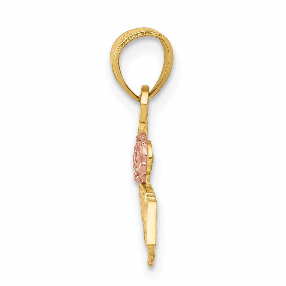 Lovely Rita's Pendants & Charms 10K Two Tone Gold Pink Rose #1 Grandma Pendant