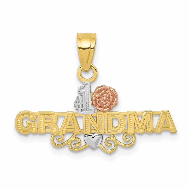 Lovely Rita's Pendants & Charms 10K Two Tone Gold Pink Rose #1 Grandma Pendant
