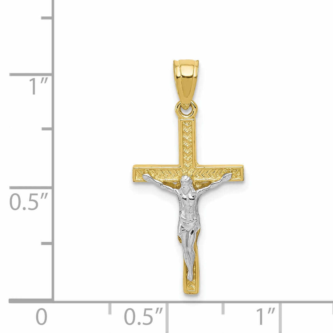 Lovely Rita's Pendants & Charms 10k Two Tone Gold Polish Crucifix Charm Pendant