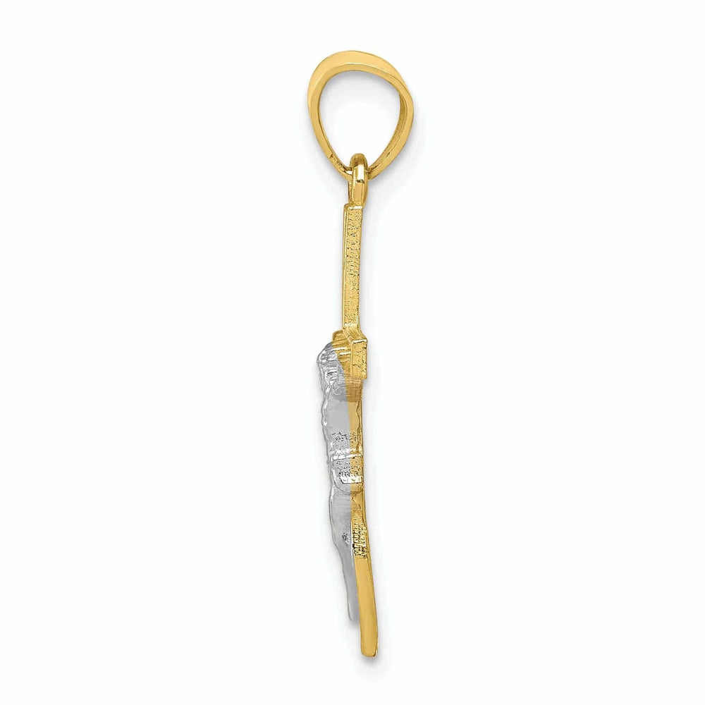 Lovely Rita's Pendants & Charms 10k Two Tone Gold Polish Crucifix Charm Pendant