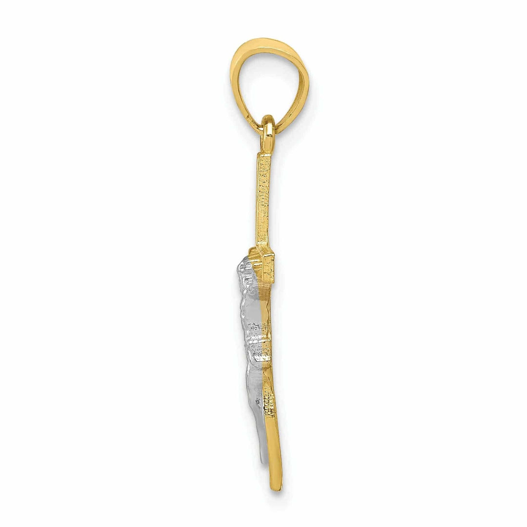 Lovely Rita's Pendants & Charms 10k Two Tone Gold Polish Crucifix Charm Pendant