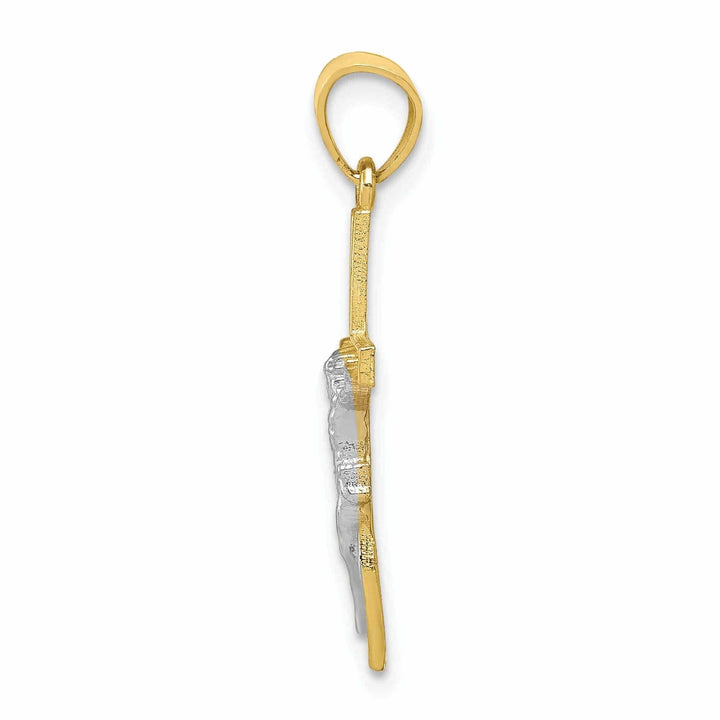 Lovely Rita's Pendants & Charms 10k Two Tone Gold Polish Crucifix Charm Pendant
