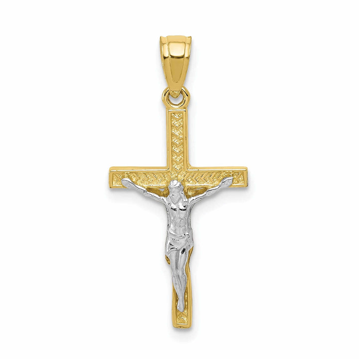Lovely Rita's Pendants & Charms 10k Two Tone Gold Polish Crucifix Charm Pendant