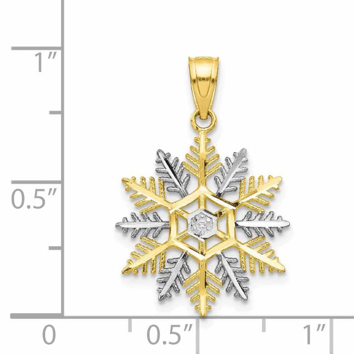 Lovely Rita's Pendants & Charms 10k Two Tone Gold Polish Finish Snowflake Charm