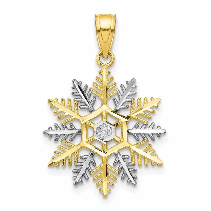 Lovely Rita's Pendants & Charms 10k Two Tone Gold Polish Finish Snowflake Charm
