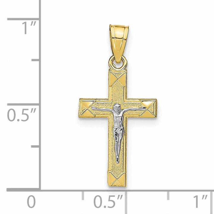 Lovely Rita's Pendants & Charms 10k Two Tone Gold Polish Small Crucifix Pendant