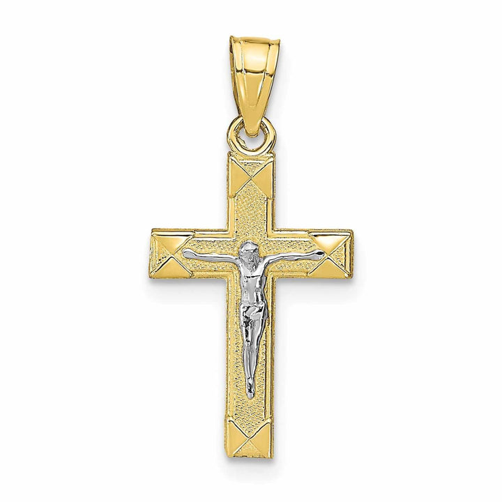 Lovely Rita's Pendants & Charms 10k Two Tone Gold Polish Small Crucifix Pendant