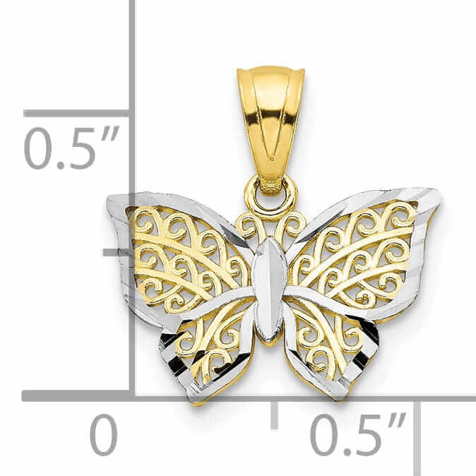 Lovely Rita's Pendants & Charms 10k Two Tone Gold Polished Butterfly Pendant