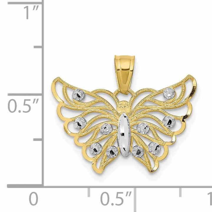 Lovely Rita's Pendants & Charms 10k Two Tone Gold Polished Butterfly Pendant