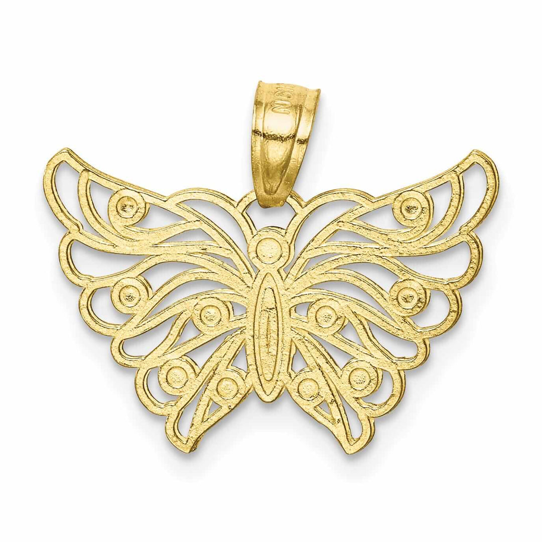 Lovely Rita's Pendants & Charms 10k Two Tone Gold Polished Butterfly Pendant