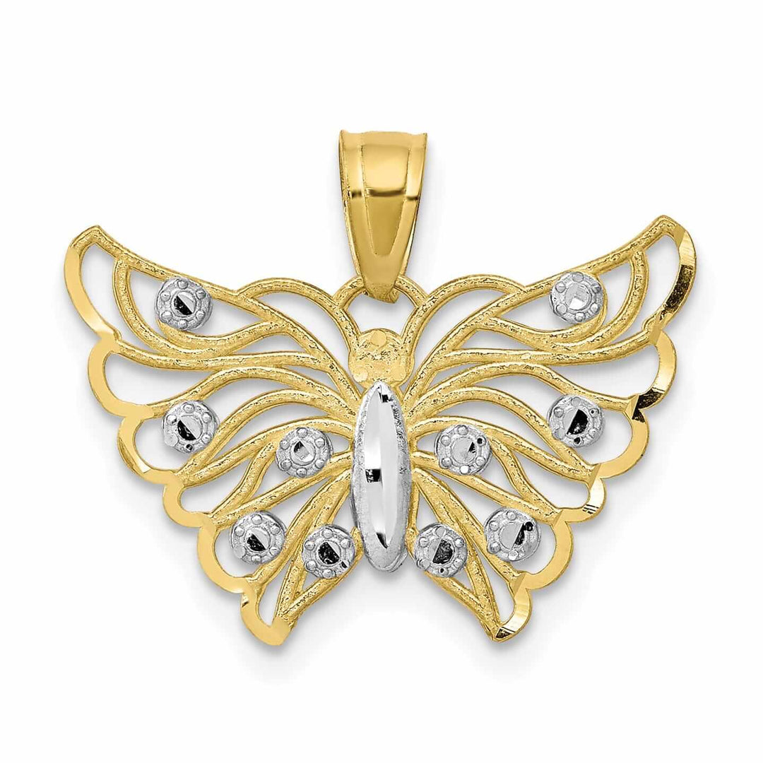 Lovely Rita's Pendants & Charms 10k Two Tone Gold Polished Butterfly Pendant