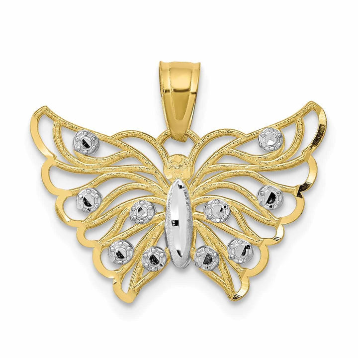 Lovely Rita's Pendants & Charms 10k Two Tone Gold Polished Butterfly Pendant