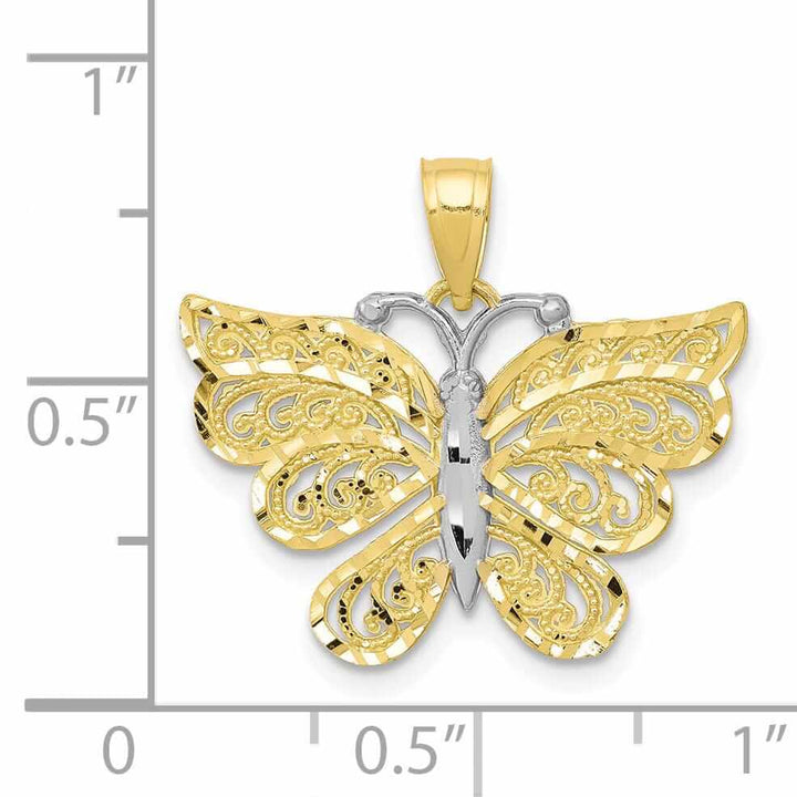 Lovely Rita's Pendants & Charms 10k Two Tone Gold Polished Butterfly Pendant