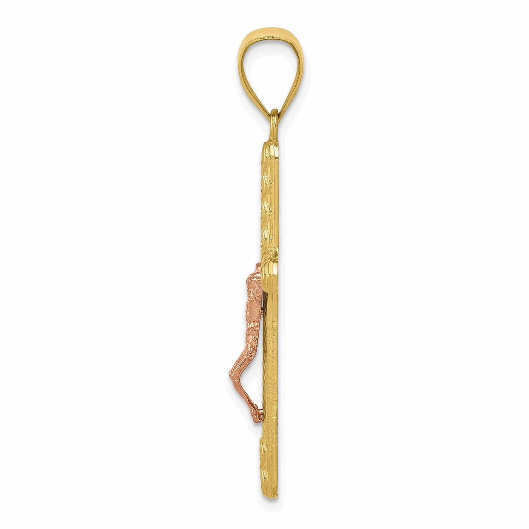 Lovely Rita's Pendants & Charms 10K Two Tone Gold Polished C.Z Crucifix Pendant