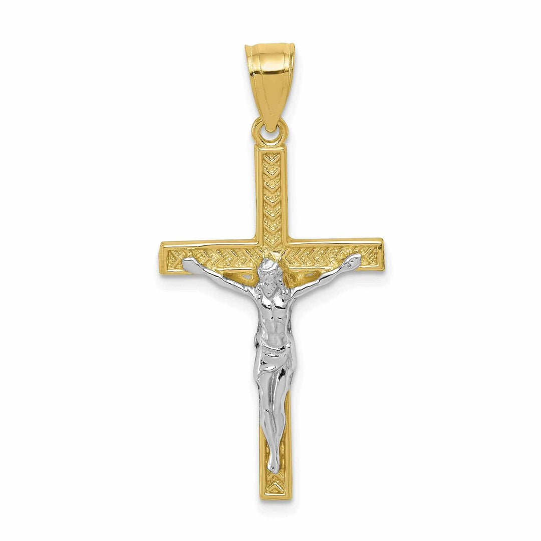 Lovely Rita's Pendants & Charms 10k Two Tone Gold Polished Crucifix Pendant