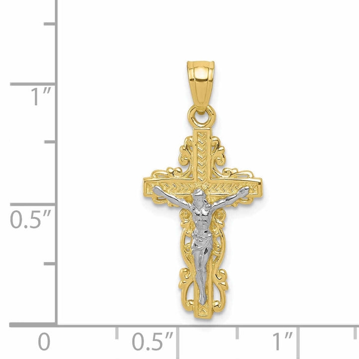 Lovely Rita's Pendants & Charms 10k Two Tone Gold Polished Crucifix Pendant
