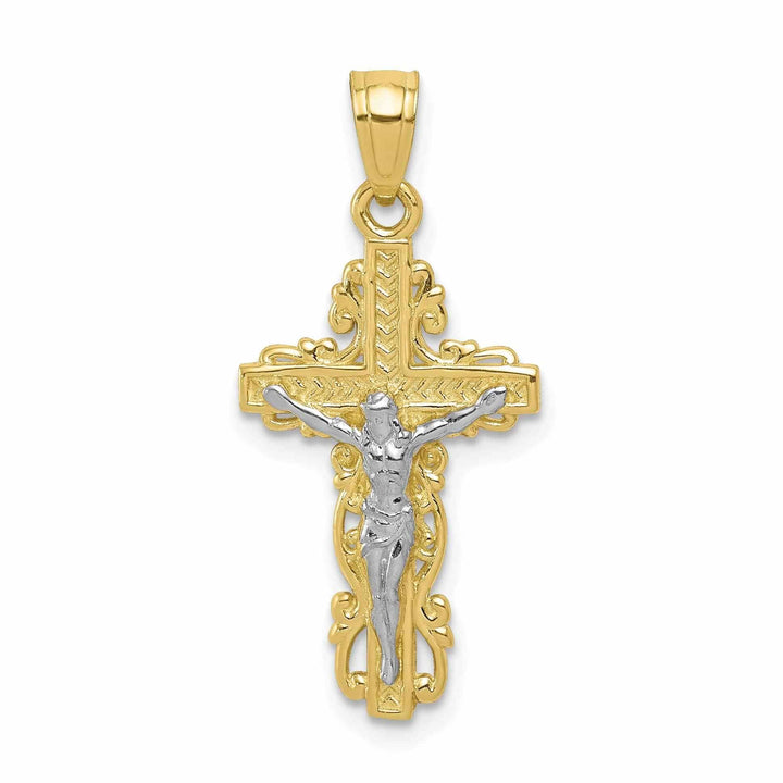 Lovely Rita's Pendants & Charms 10k Two Tone Gold Polished Crucifix Pendant