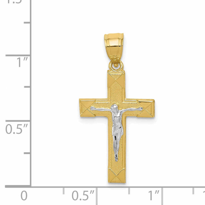 Lovely Rita's Pendants & Charms 10k Two Tone Gold Polished Crucifix Pendant