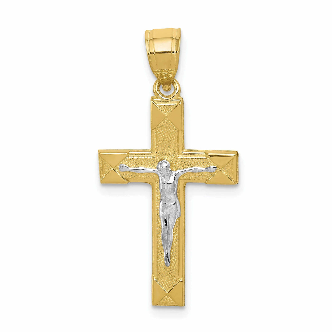 Lovely Rita's Pendants & Charms 10k Two Tone Gold Polished Crucifix Pendant