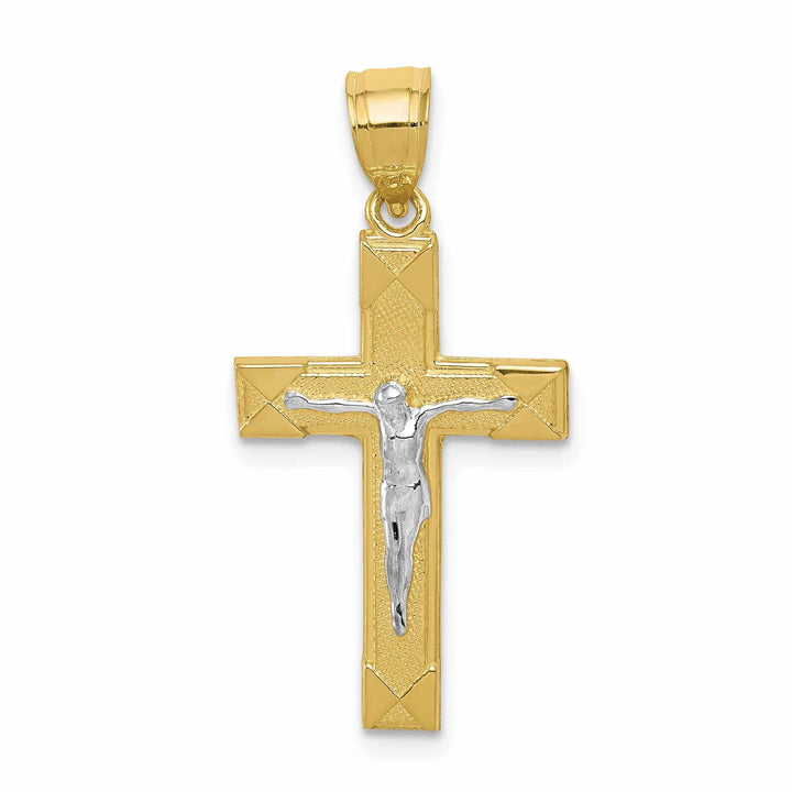 Lovely Rita's Pendants & Charms 10k Two Tone Gold Polished Crucifix Pendant