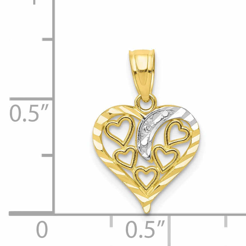 Lovely Rita's Pendants & Charms 10k Two Tone Gold Polished D.C Heart Pendant