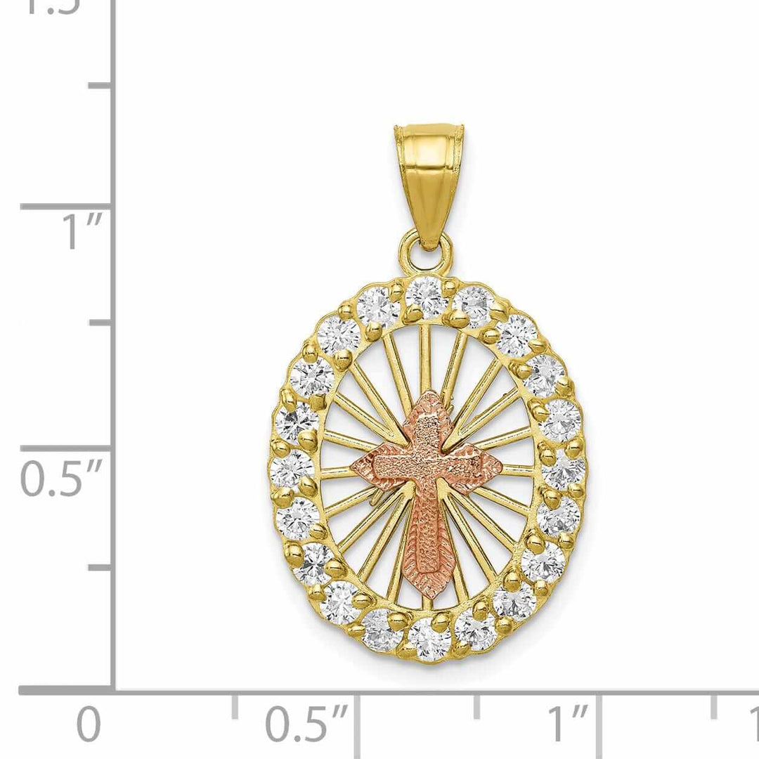 Lovely Rita's Pendants & Charms 10K Two Tone Gold Polished Finish Cross Pendant