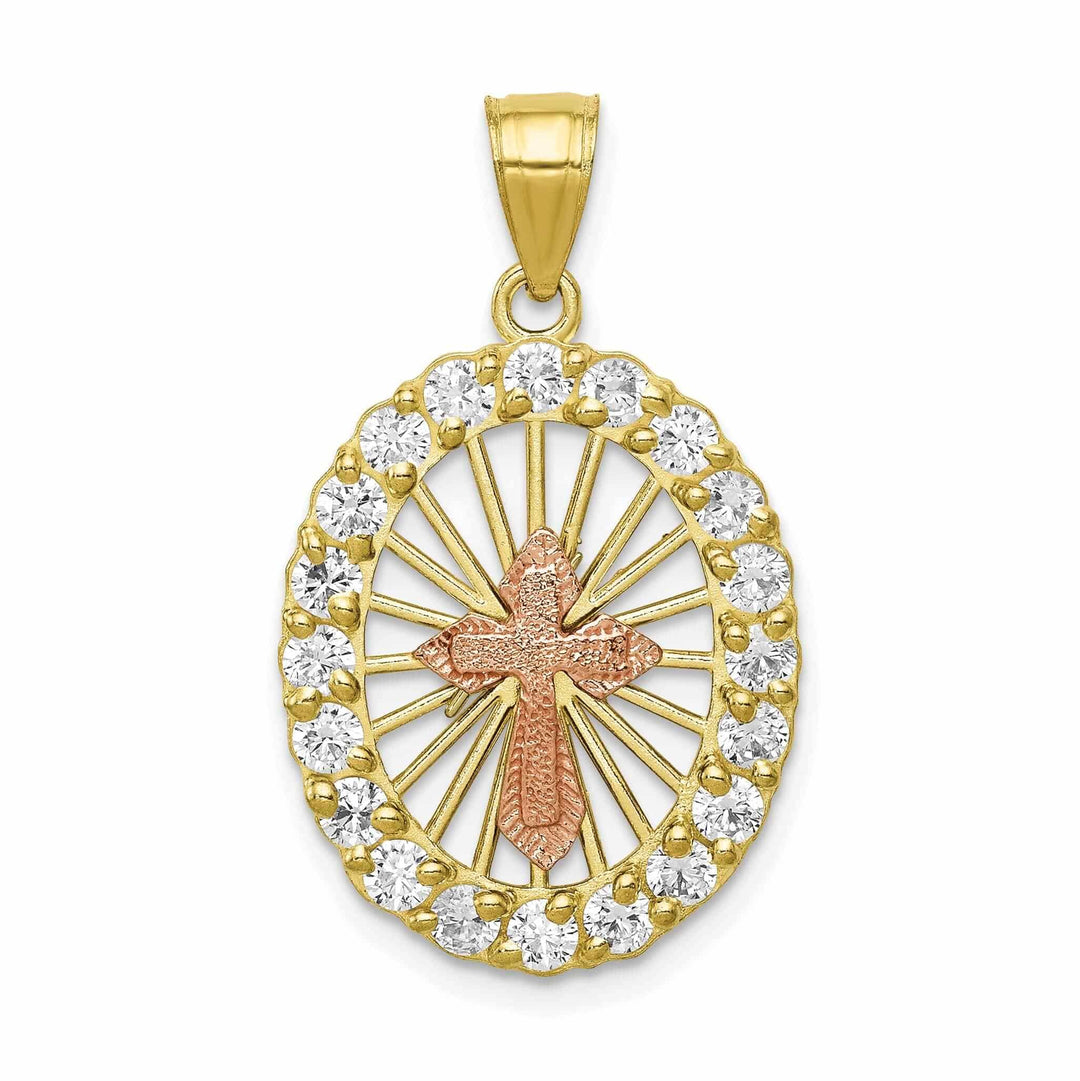 Lovely Rita's Pendants & Charms 10K Two Tone Gold Polished Finish Cross Pendant