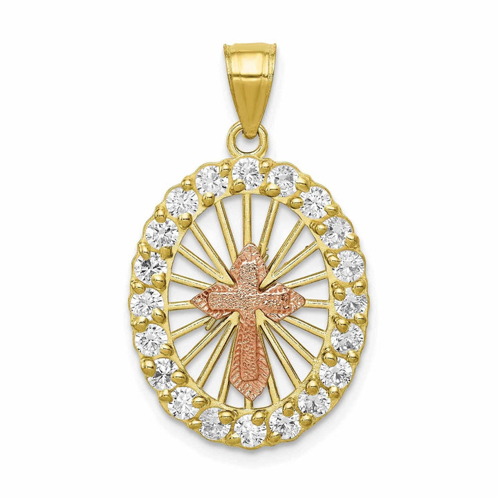 Lovely Rita's Pendants & Charms 10K Two Tone Gold Polished Finish Cross Pendant