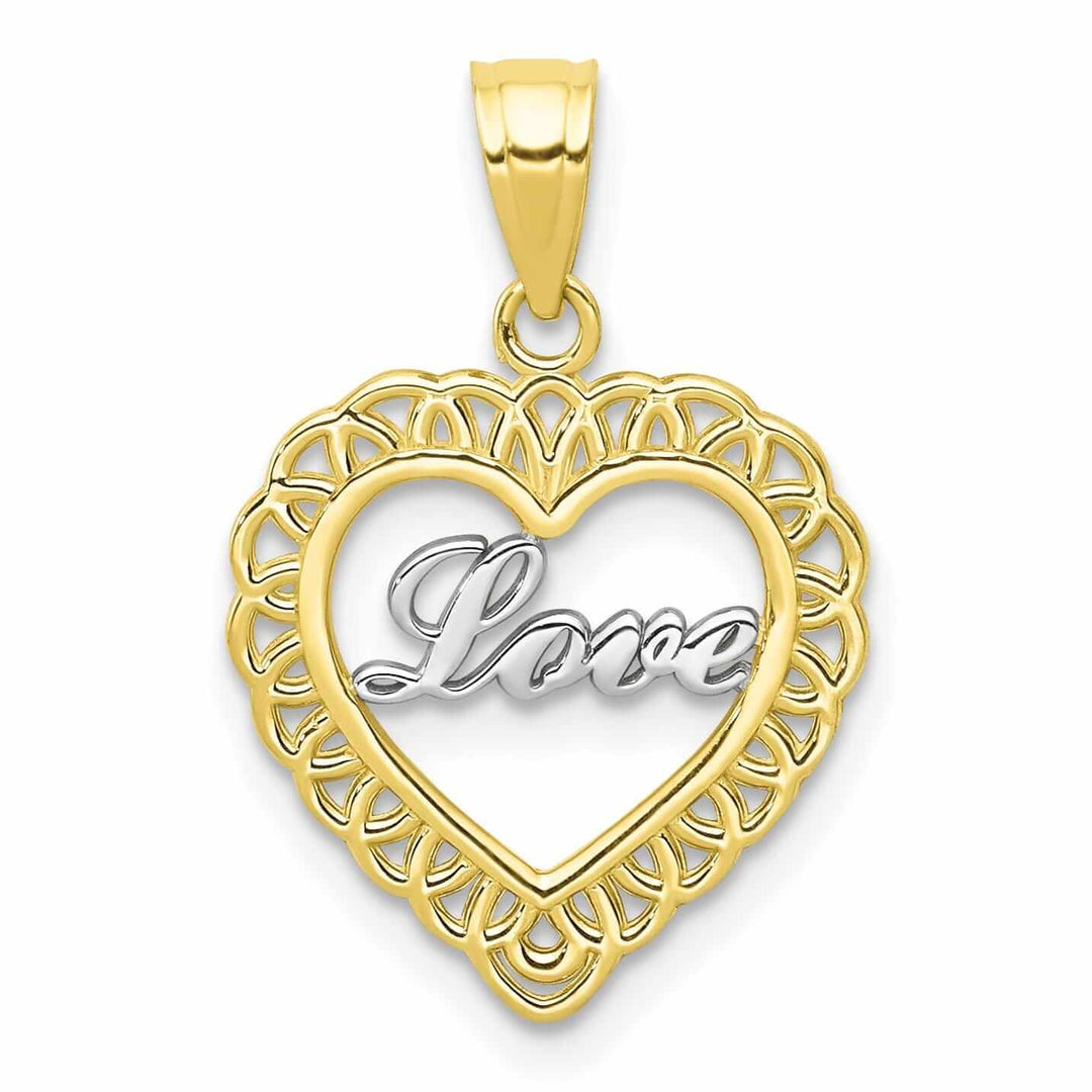 Lovely Rita's Pendants & Charms 10k Two Tone Gold Polished Love Heart Pendant