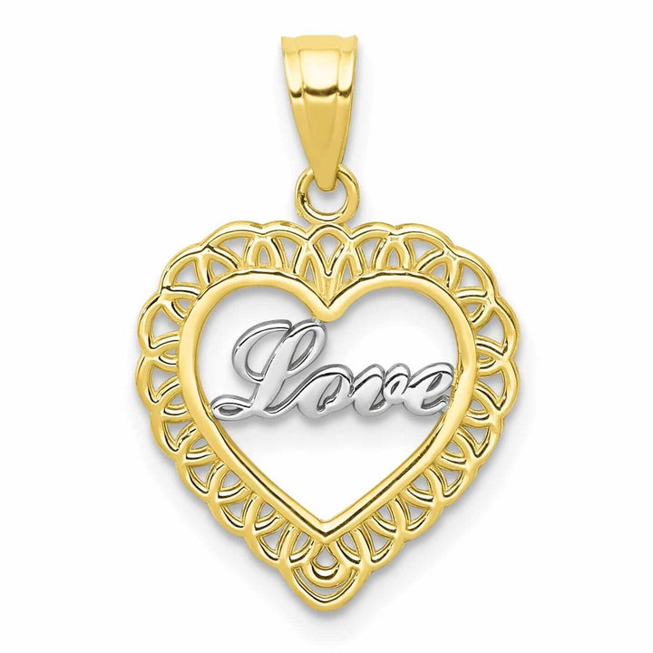 Lovely Rita's Pendants & Charms 10k Two Tone Gold Polished Love Heart Pendant