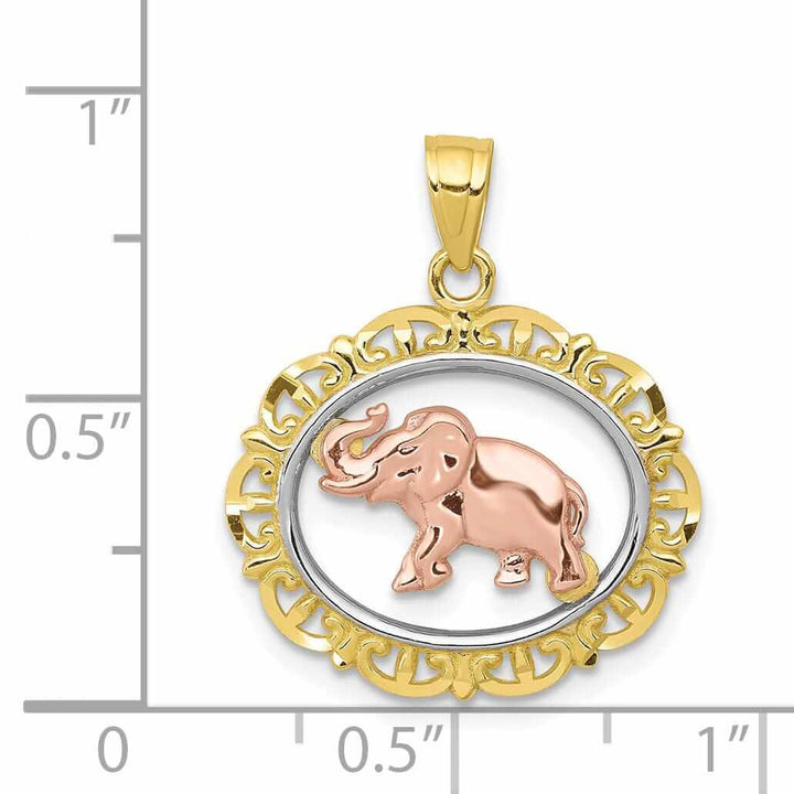 Lovely Rita's Pendants & Charms 10K Two Tone Gold Rhodium Elephant Pendant
