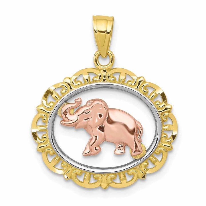 Lovely Rita's Pendants & Charms 10K Two Tone Gold Rhodium Elephant Pendant