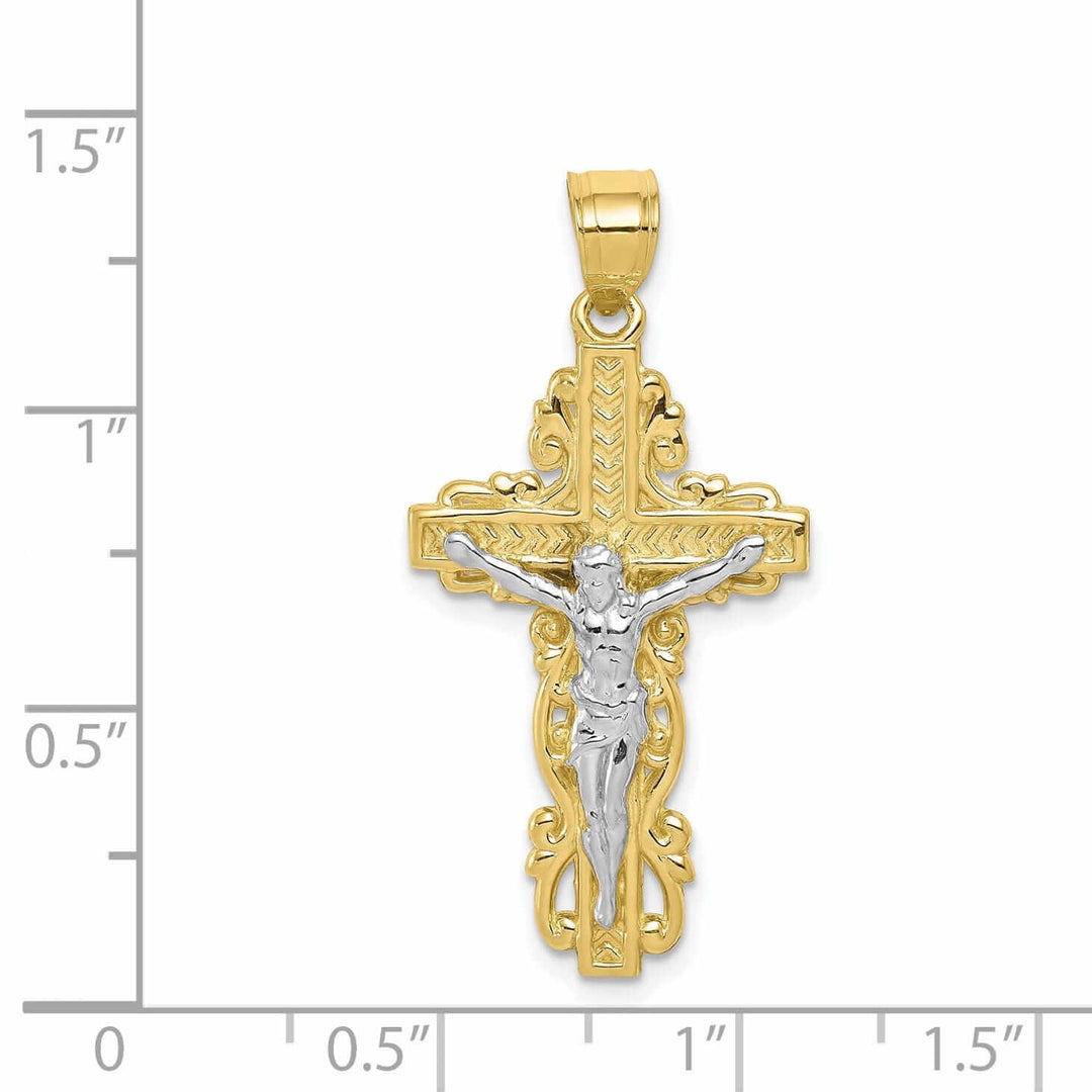 Lovely Rita's Pendants & Charms 10k Two Tone Gold White Rhodium Crucifix Charm