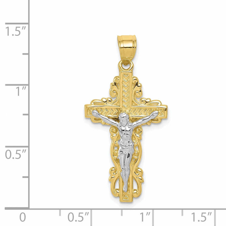 Lovely Rita's Pendants & Charms 10k Two Tone Gold White Rhodium Crucifix Charm