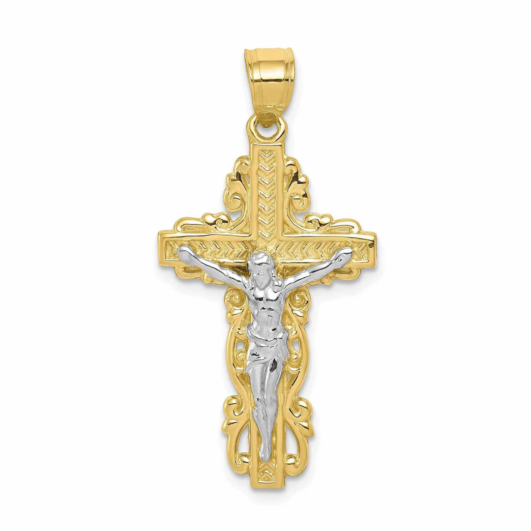 Lovely Rita's Pendants & Charms 10k Two Tone Gold White Rhodium Crucifix Charm