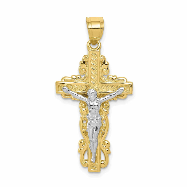 Lovely Rita's Pendants & Charms 10k Two Tone Gold White Rhodium Crucifix Charm