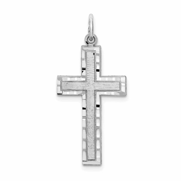 Lovely Rita's Pendants & Charms 10k White Gold Diamond Cut Cross Charm