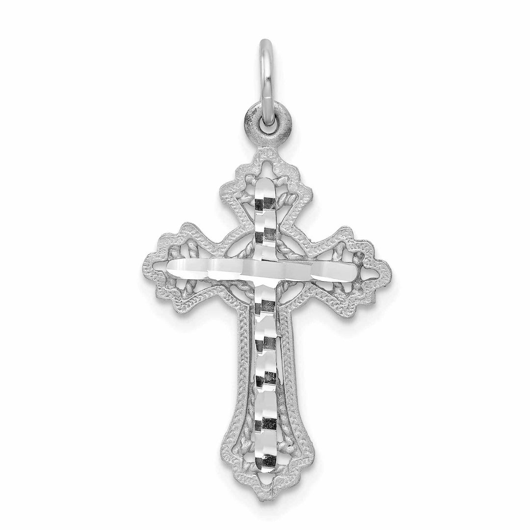 Lovely Rita's Pendants & Charms 10k White Gold Diamond Cut Cross Charm Casted