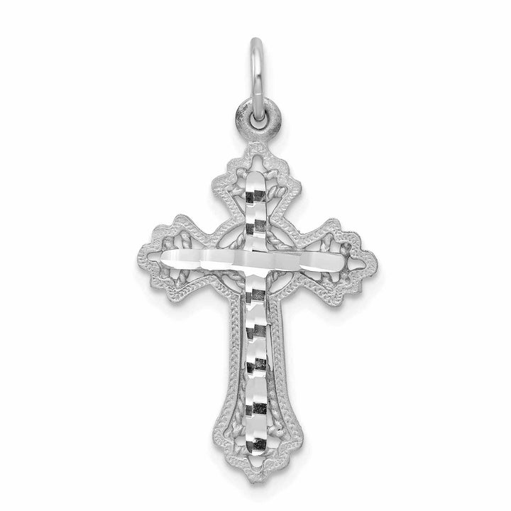 Lovely Rita's Pendants & Charms 10k White Gold Diamond Cut Cross Charm Casted