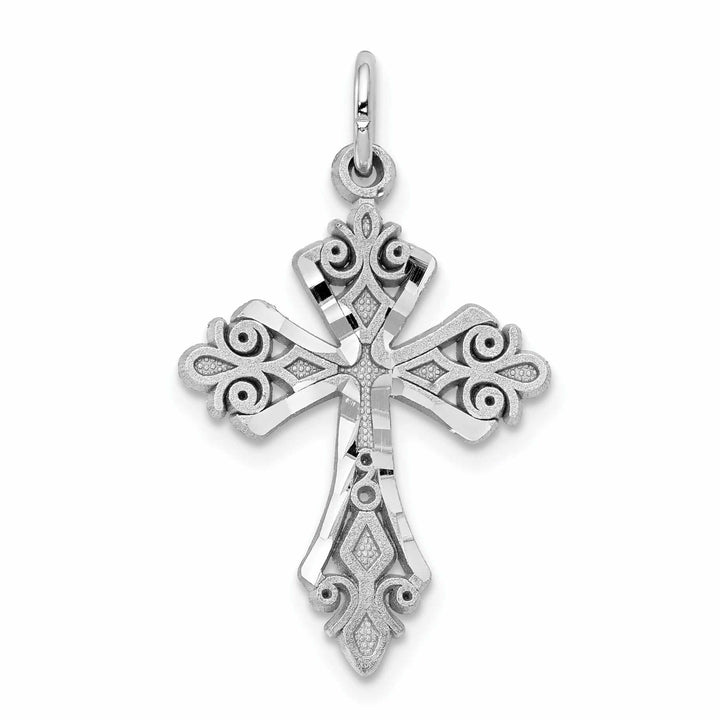 Lovely Rita's Pendants & Charms 10k White Gold Diamond Cut Cross Charm Casted