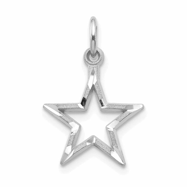 Lovely Rita's Pendants & Charms 10K White Gold Diamond Cut Finish Star Pendant