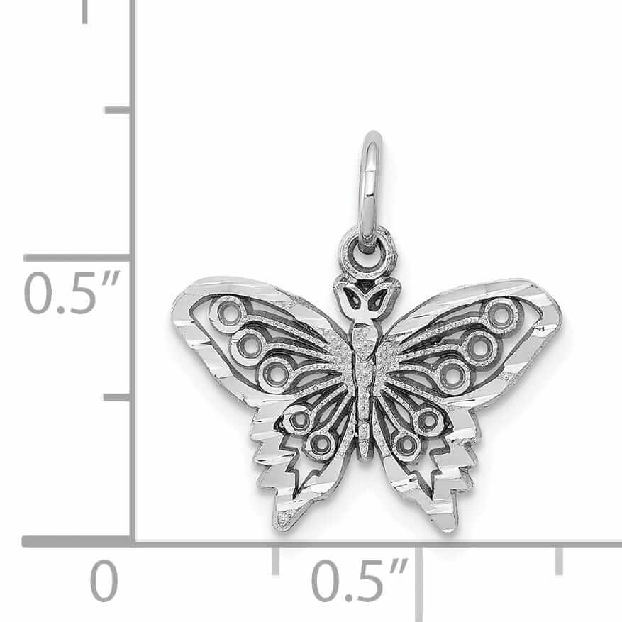 Lovely Rita's Pendants & Charms 10K White Gold Filigree Butterfly Pendant