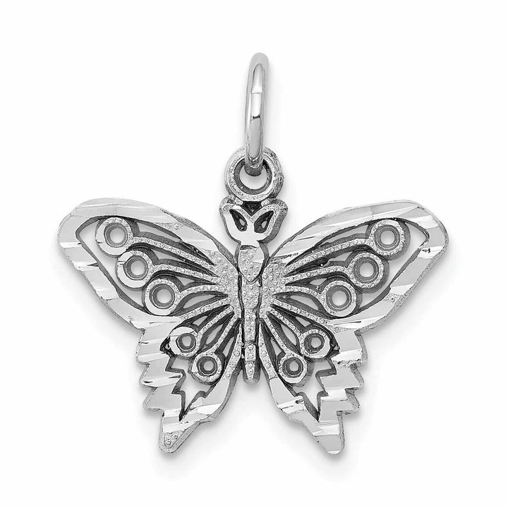 Lovely Rita's Pendants & Charms 10K White Gold Filigree Butterfly Pendant