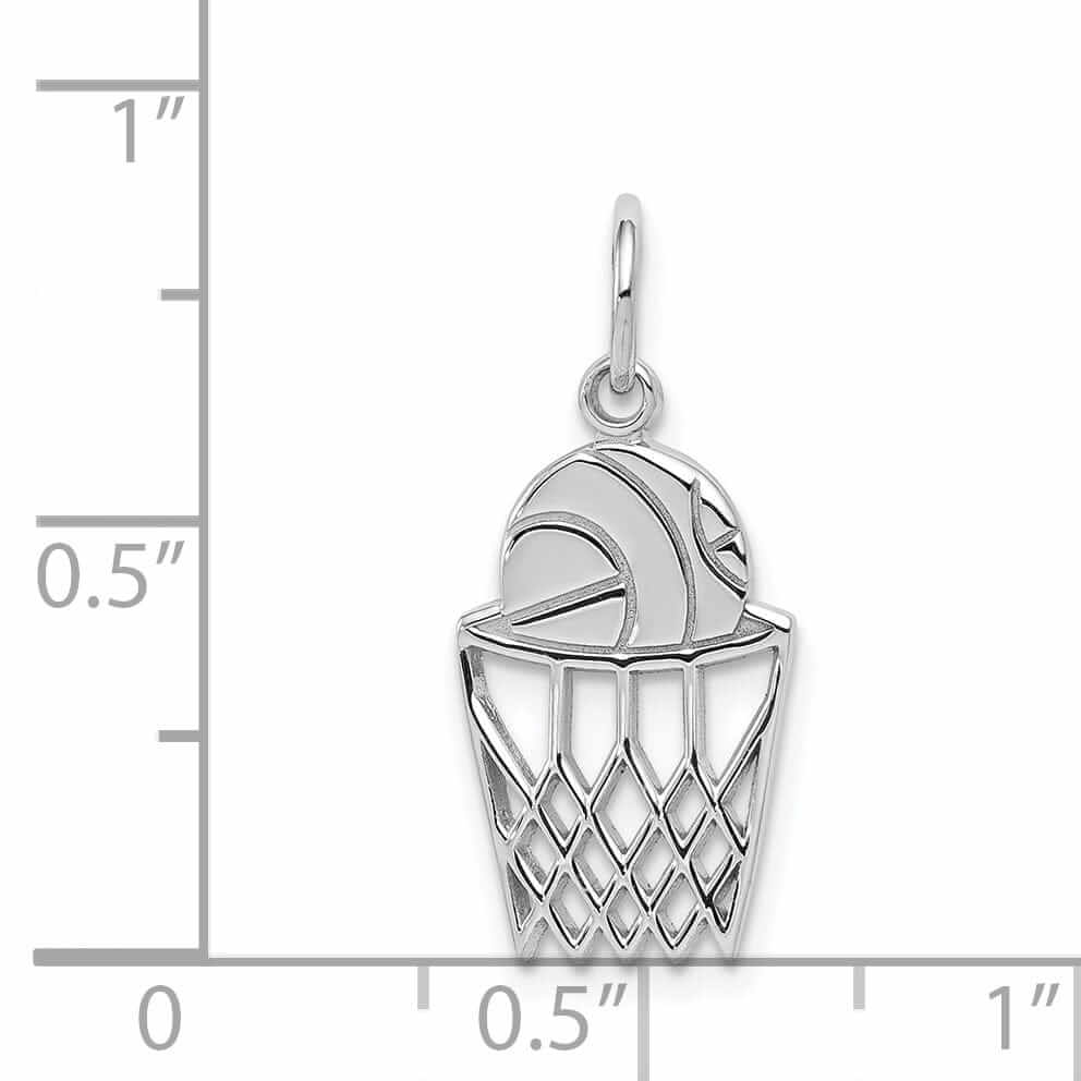 Lovely Rita's Pendants & Charms 10K White Gold Polished Basketball Net Pendant