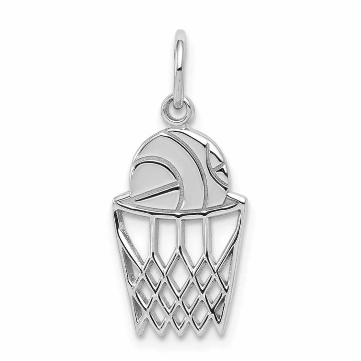 Lovely Rita's Pendants & Charms 10K White Gold Polished Basketball Net Pendant