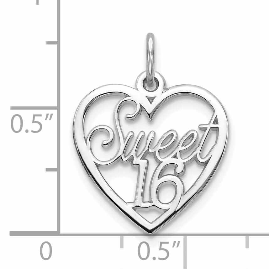 Lovely Rita's Pendants & Charms 10K White Gold Sweet 16 Birthday Heart Pendant
