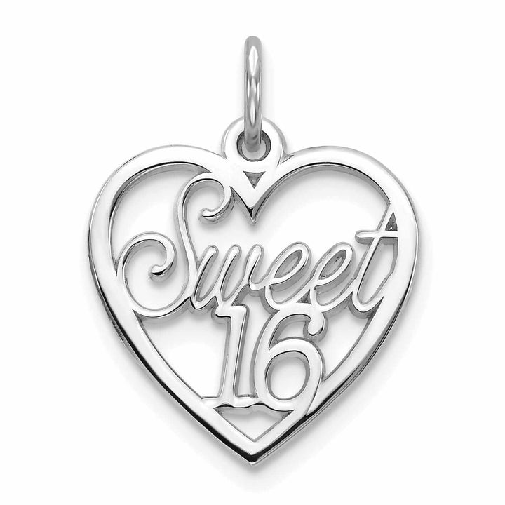 Lovely Rita's Pendants & Charms 10K White Gold Sweet 16 Birthday Heart Pendant